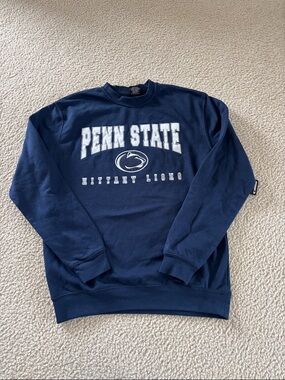 Colosseum Navy and White Penn State Crewneck Sweatshirt